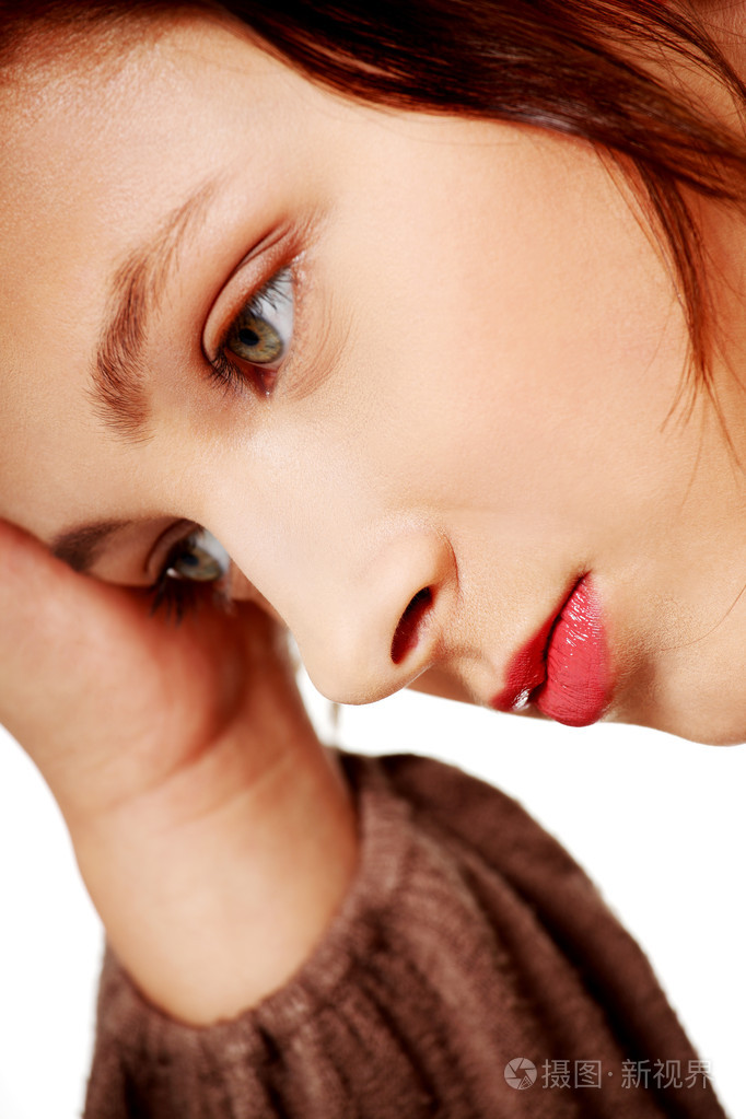 郁闷女人特写肖像