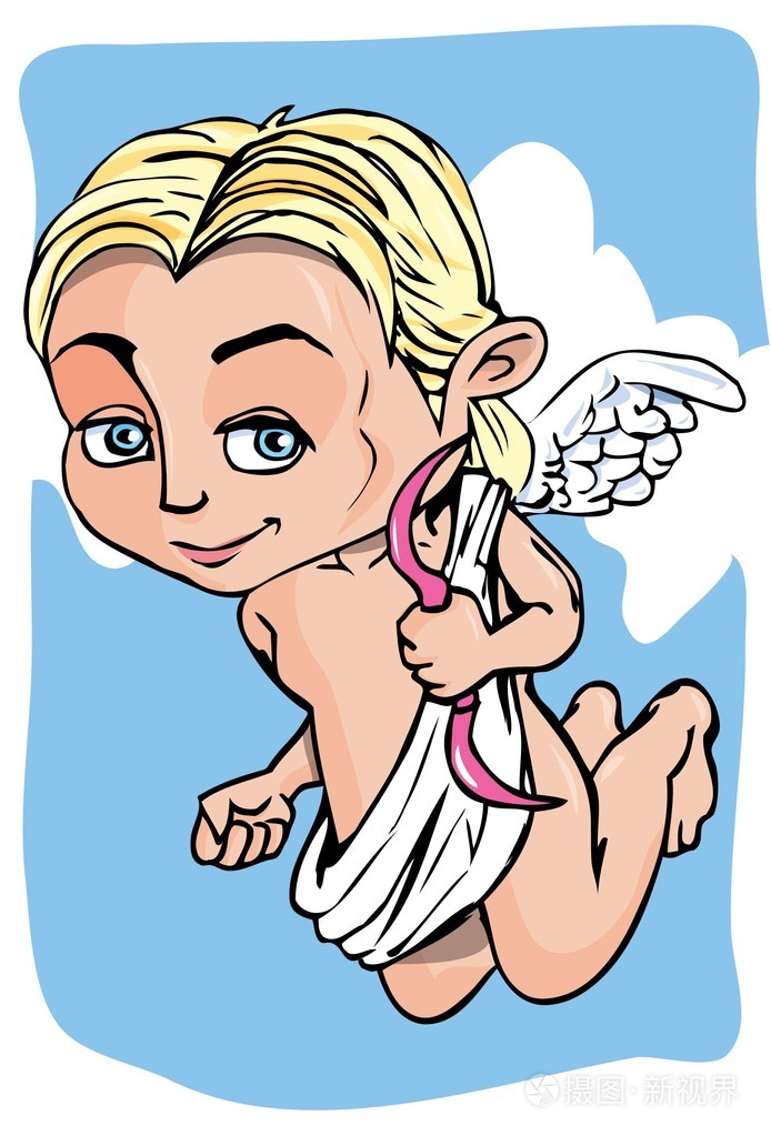 卡通丘比特用弓和翅膀