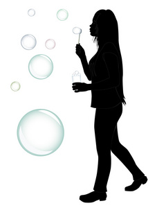 flicka som blsa bubblor