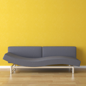 室内设计蓝色沙发上黄色