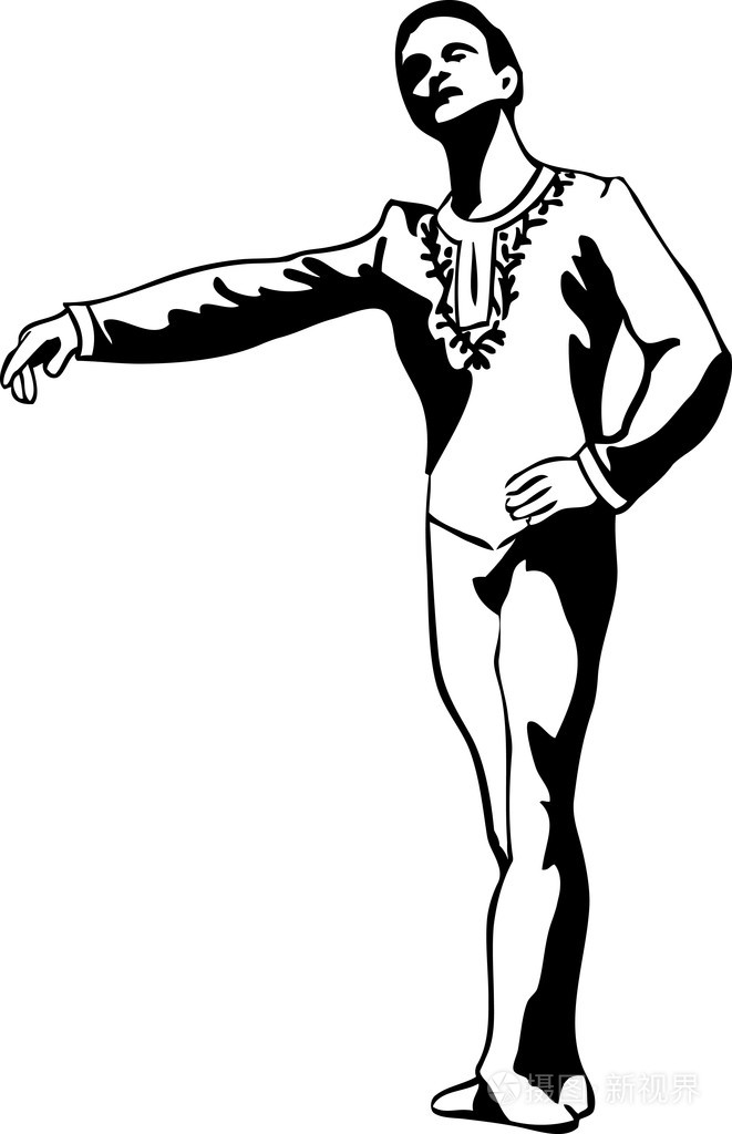 男芭蕾舞者站立的姿势插画-正版商用图片19at5c-摄图新视界