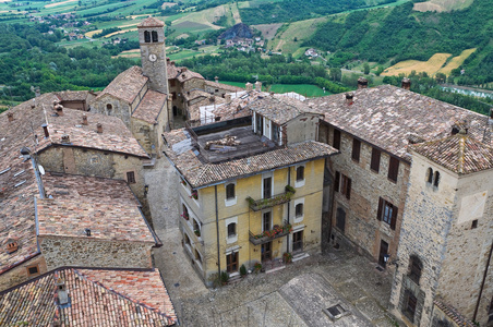 vigoleno 的全景视图。艾米利亚罗马涅。意大利