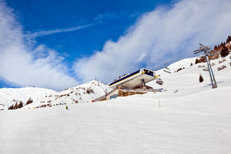 mayrhofen，奥地利的滑雪缆车