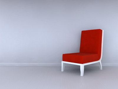 在简约室内单红椅子