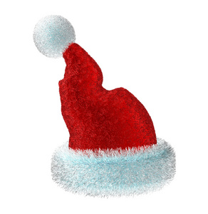圣诞老人的红色帽子隔绝在白色背景