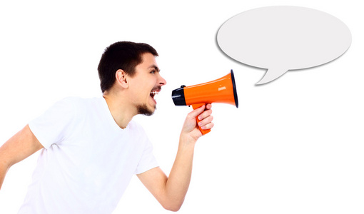 加油口号年轻人用喊话器照片