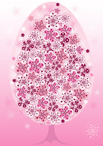 粉红色的复活节春天树