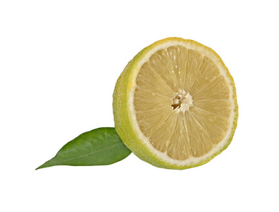 柠檬隔离在白色背景上的一节