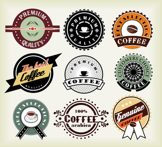套咖啡标签和徽章