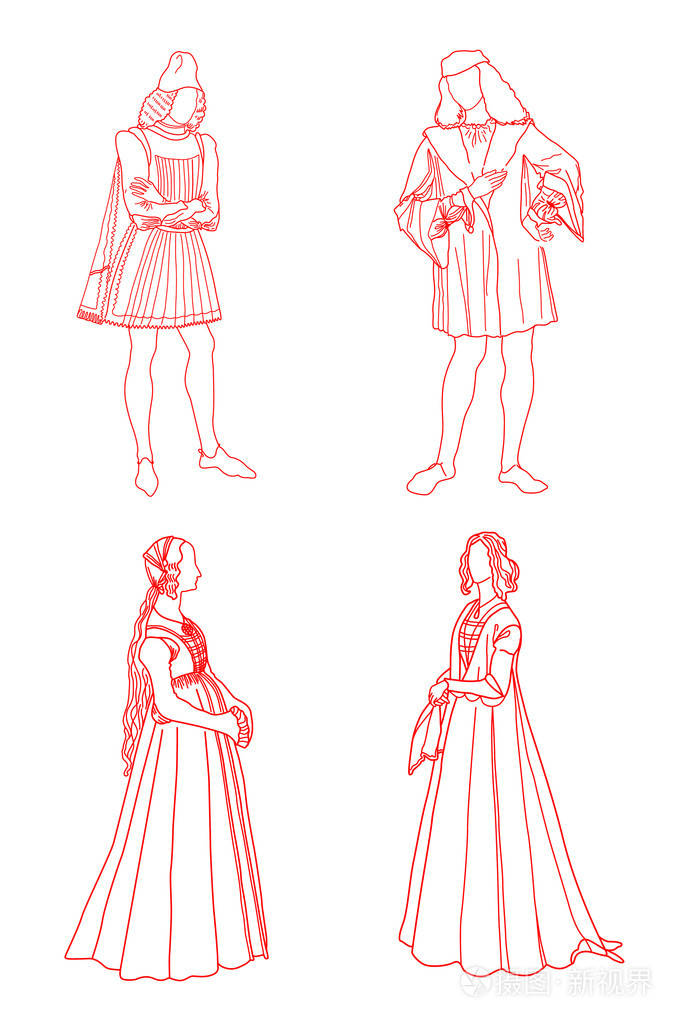 第十六世纪文艺复兴时期的意大利西服插画-正版商用图片19cloi-摄图新