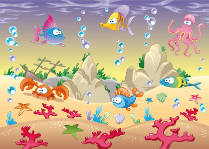 海洋动物在海中的家庭