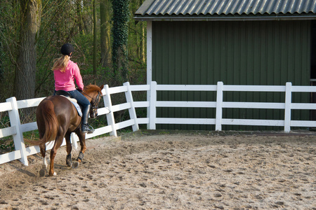 马车手女孩在 manege