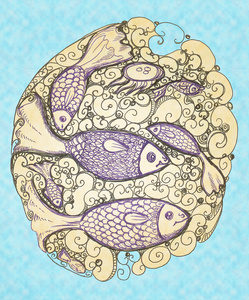 鱼和水母装饰图片