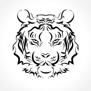 老虎头老虎头老虎头矢量标志概念插图经典图形老虎纹身t恤衫的老虎头