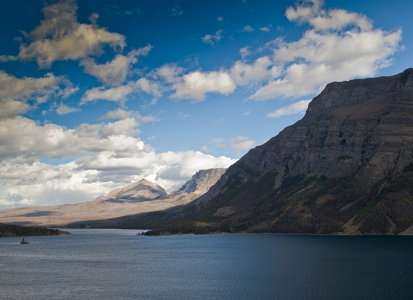 st 玛丽湖景在冰川国家公园