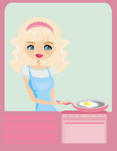 美女煮鸡蛋