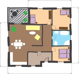 房子 彩色涂鸦风格的平面图
