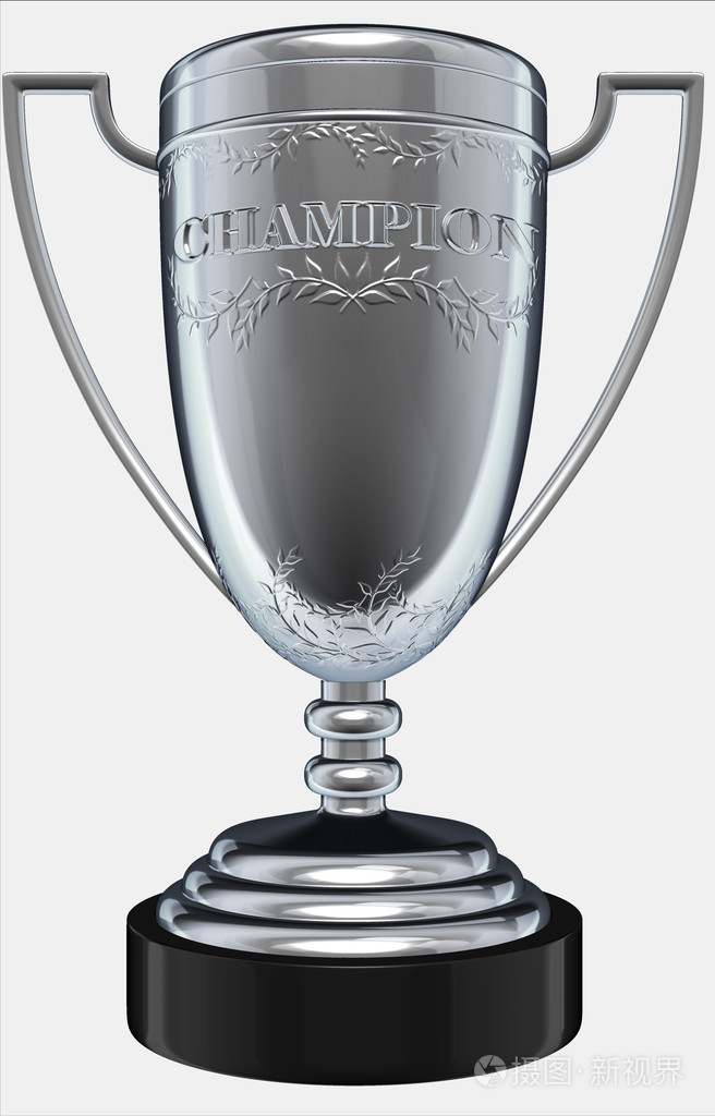 孤立在白色的银冠军奖杯