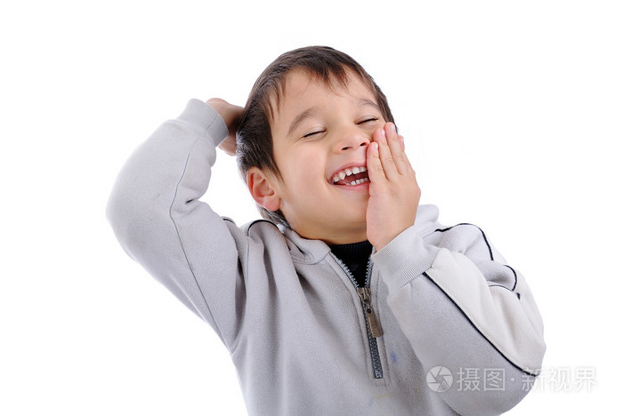 积极的儿童隔离,笑和打手势