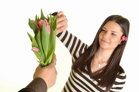 女人收到鲜花