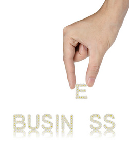 手和由素馨花鲜花业务,孤立的词照片