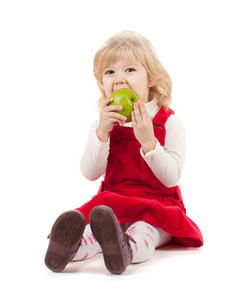 宝贝女孩吃苹果