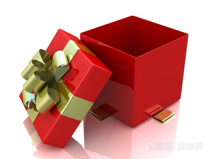 打开礼品盒白底隔离