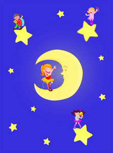 月亮和星星的孩子图片