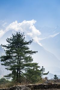 在尼泊尔中部喜马拉雅山的顶部