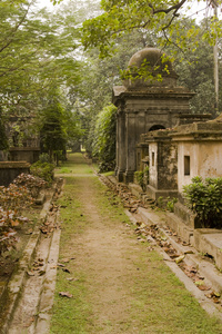 在加尔各答，印度的老基督徒墓地。