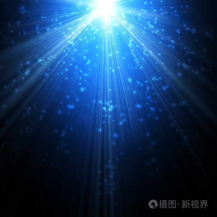 雪花和星星都落在了蓝色发光ra背景