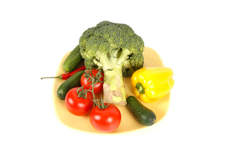 蔬菜在白色孤立的特写视图