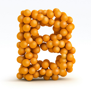 字母 b，橙柑橘 白色背景的字体