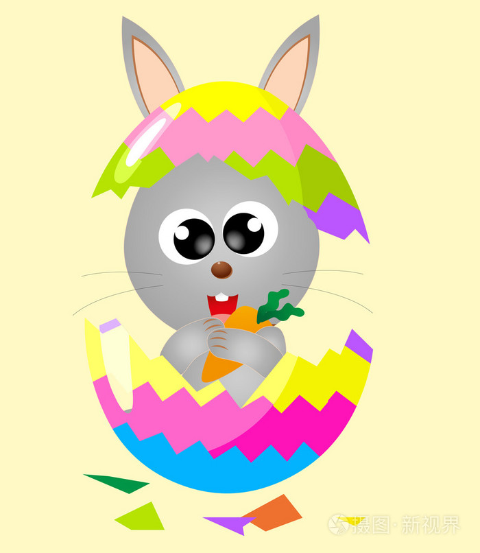 复活节兔子在破蛋矢量