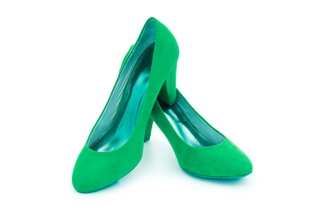 绿色的女性鞋在时尚概念
