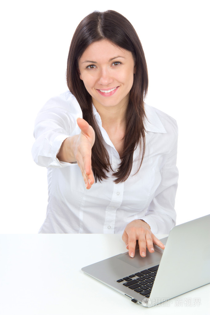 成功的商业女人给一次握手