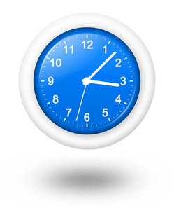 蓝色的模拟时钟的插图