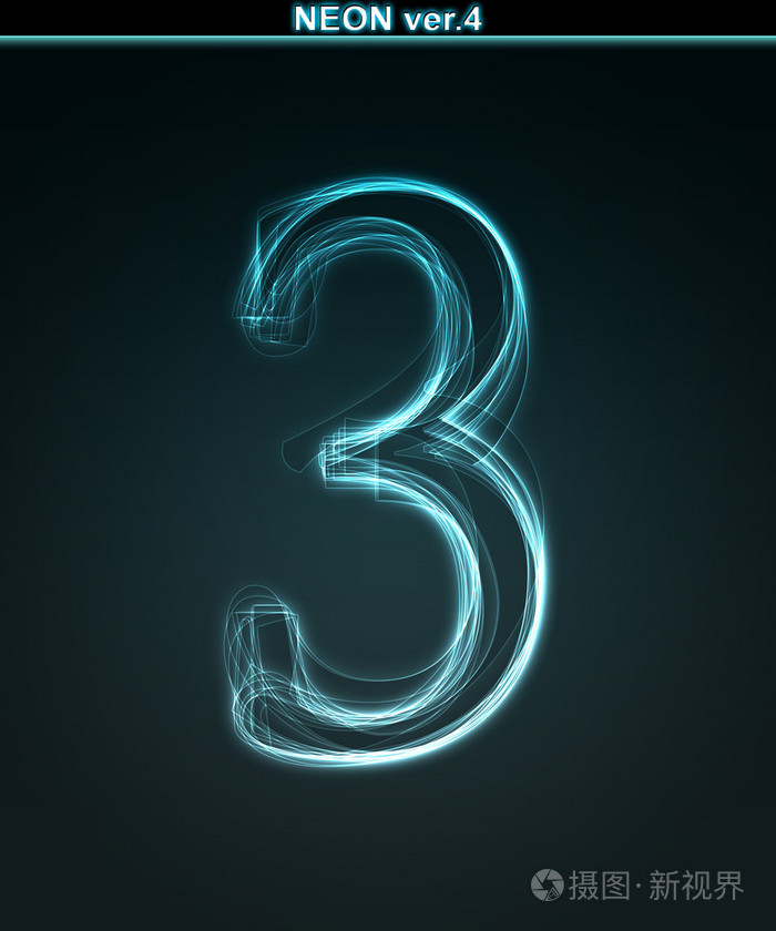 发光的字体闪亮数字3