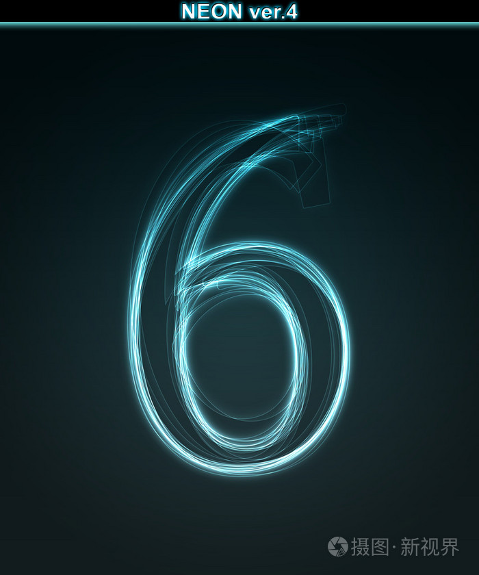 发光的字体闪亮数字6