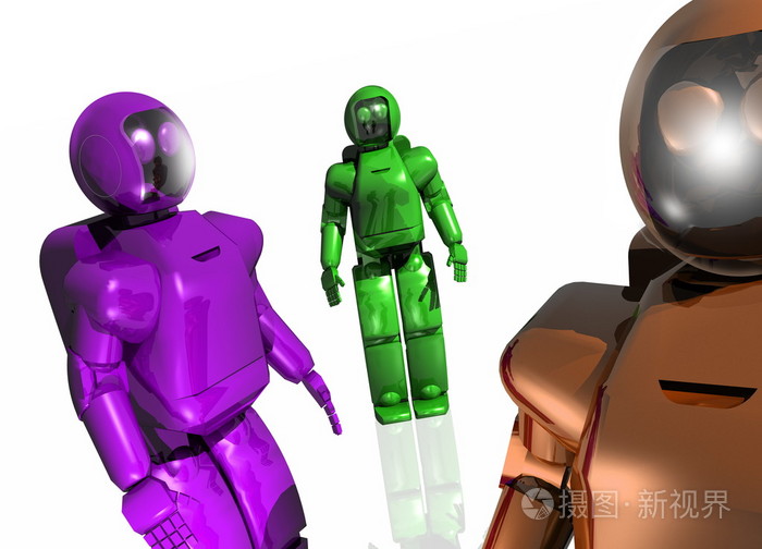 三个未来派机器人