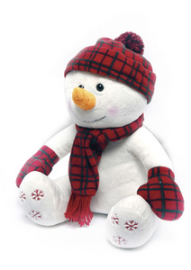 用一条红围巾雪人玩具照片