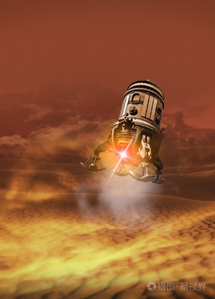 像地球上的火星上着陆的宇宙飞船