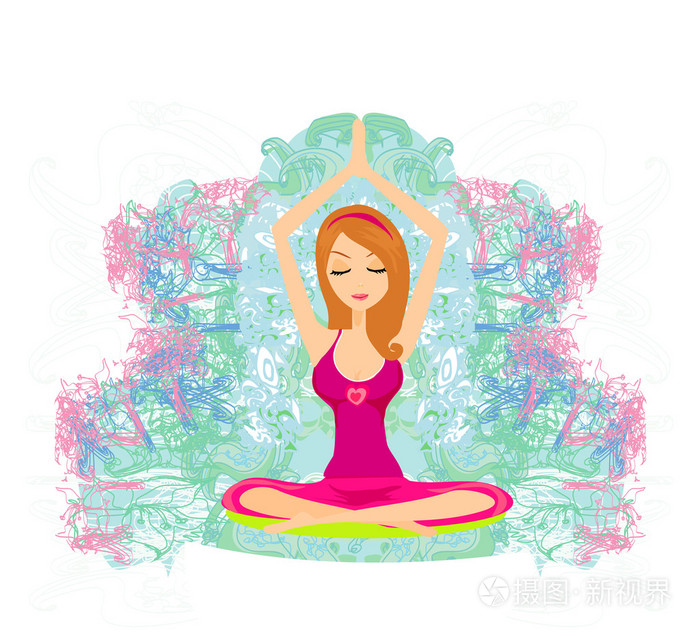 瑜伽女孩在莲花的位置