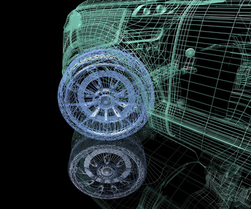 用反射的黑色背景上的汽车模型图片