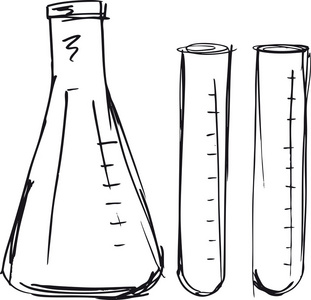 测试管的剪影。矢量插画