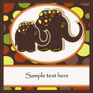 智能卡样本与两个有趣的大象