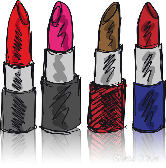 草绘的口红矢量插画