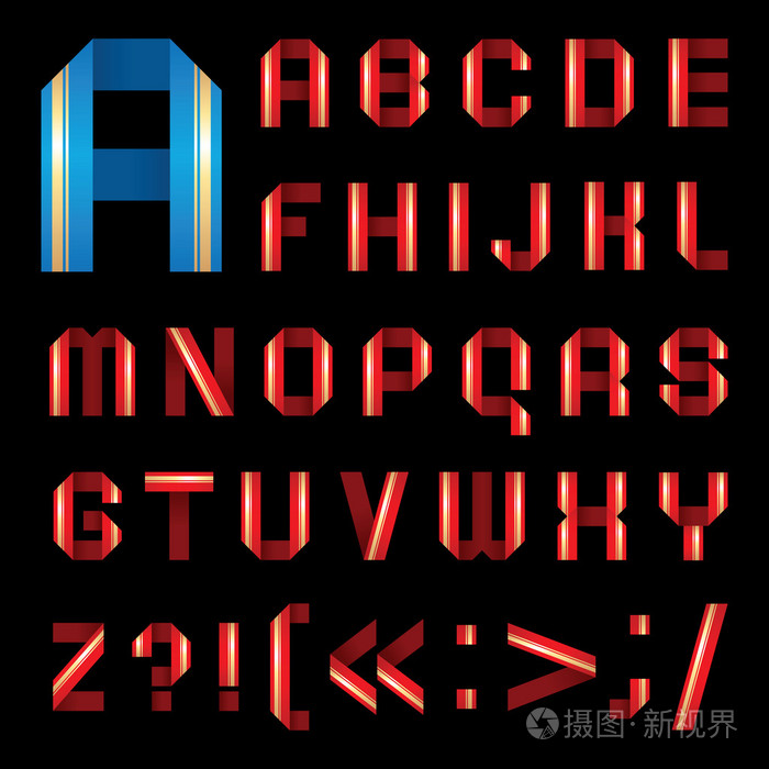 从彩色的纸色带设置字母 abc 字体