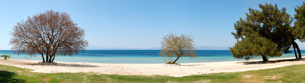 在豪华的酒店，thassos 岛，希腊海滩的全景