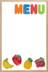 空白白菜单板，用水果磁铁